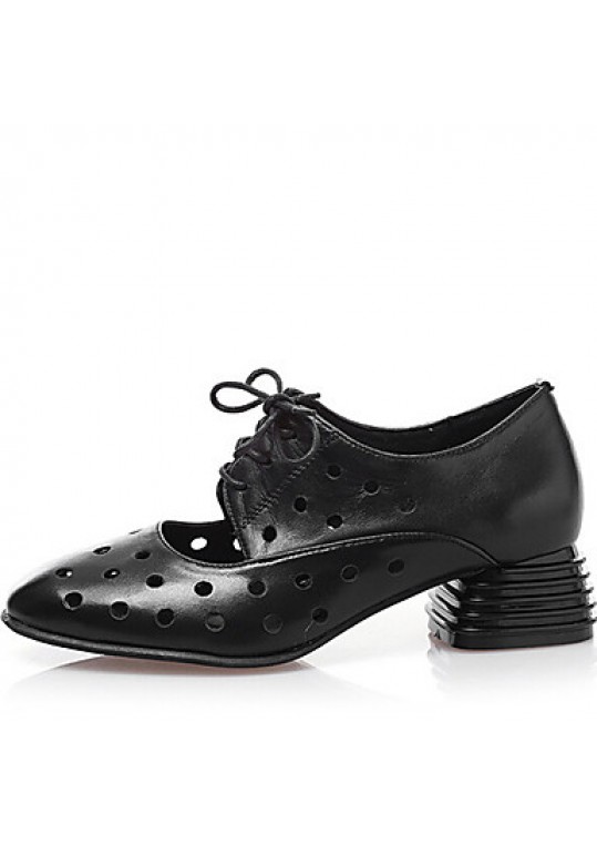 Women's Shoes Low Heel Leather Round Toe Oxfords Outdoor &Dress &Casual Black/Pink/White