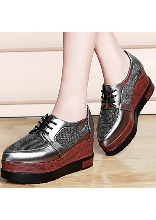 Women's Shoes Tulle Wedge Heel Wedges/Creepers Fashion Sneakers Party & Evening/Athletic/Dress/Casual Black/Silver