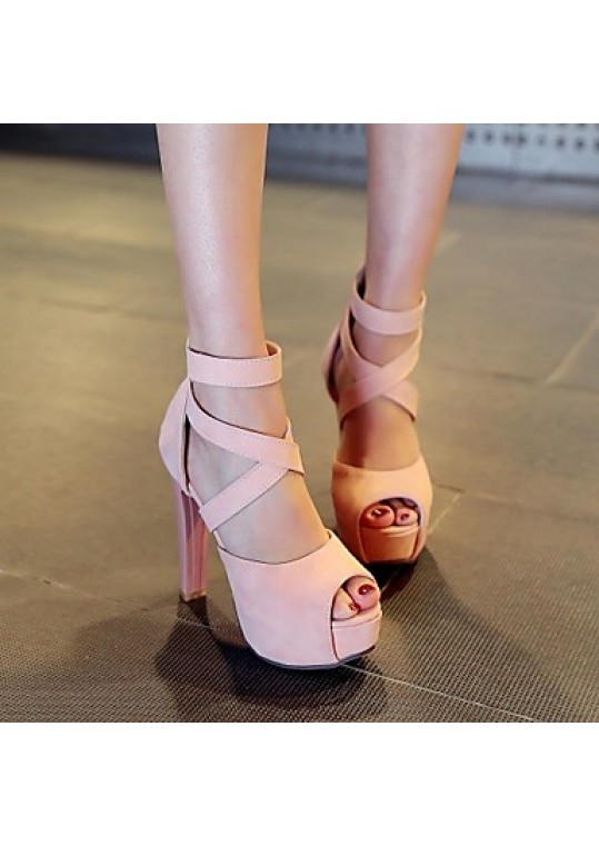 Women's Shoes Chunky Heel Heels/Platform Sandals Office & Career/Dress Pink/White/Beige