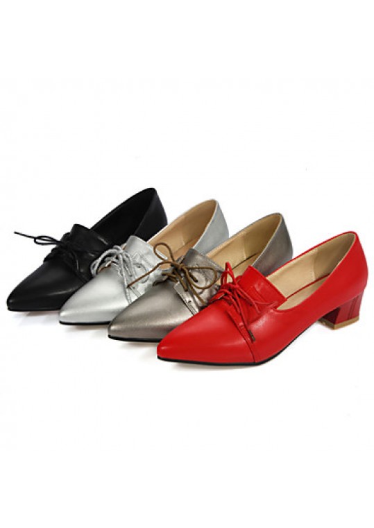 Women's Shoes Low Heels/Pointed Toe Heels/Oxfords Office & Career/Casual Black/Red/Silver/Gray