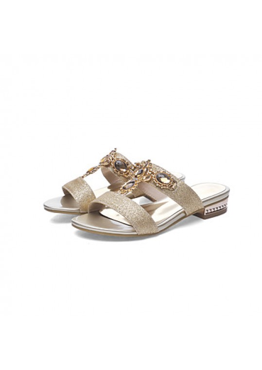 Women's Shoes Low Heel Round Toe Sandals Dress / Casual Silver / Gold