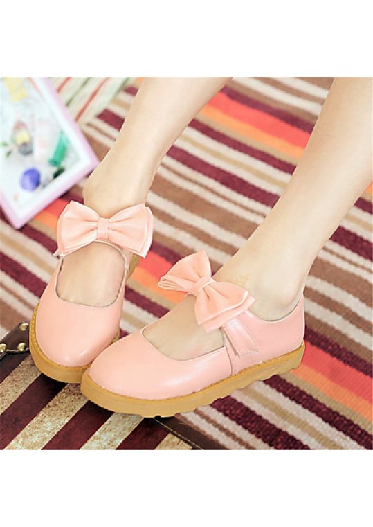 Women's Spring / Summer / Fall Round Toe Leatherette Office & Career / Casual / Dress Flat Heel Bowknot Blue / Yellow / Pink / Orange