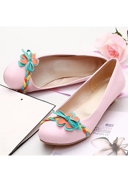 Women's Spring / Summer / Fall Round Toe Leatherette Casual Low Heel Pink / Beige