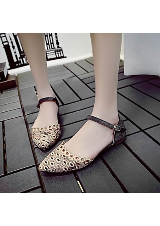 Women's Shoes Fabric Flat Heel Pointed Toe / Flats / Party & Evening / Dress /Blue / Gray / Almond