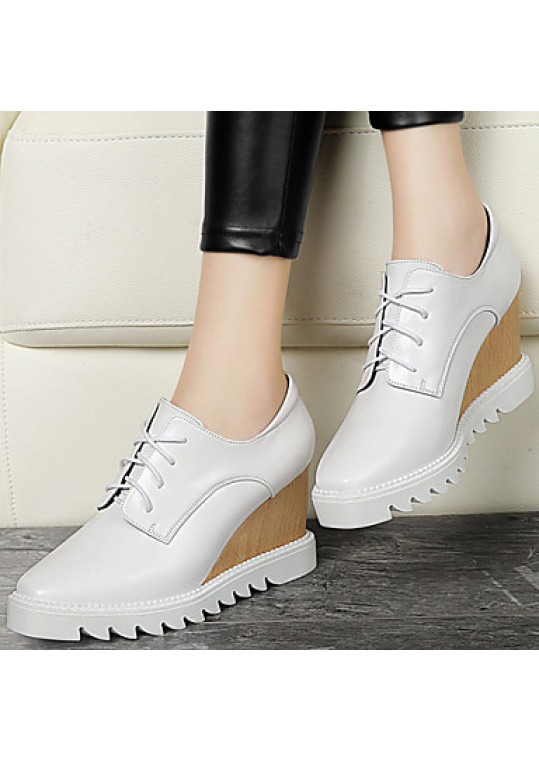 Women's Shoes Leatherette Wedge Heel Wedges Fashion Sneakers Office & Career / Dress / Casual Black / White