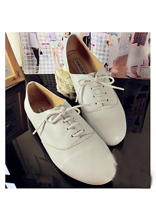 Women's Oxfords Spring / Summer / Fall / Winter Comfort Leather Casual Flat Heel Lace-up White Others