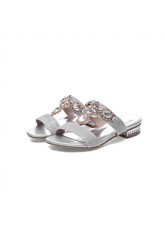 Women's Shoes Low Heel Round Toe Sandals Dress / Casual Silver / Gold