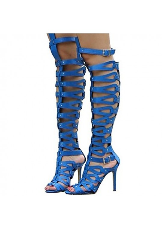 Women's Shoes Leatherette Stiletto Heel Heels / Open Toe Sandals Party & Evening / DressBlack /