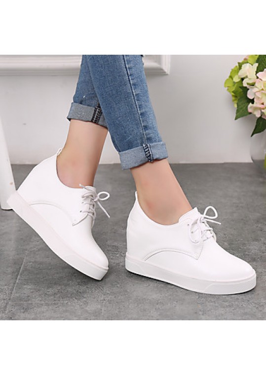 Women's Flats Fall / Winter Comfort / Round Toe / Closed Toe Microfibre Casual Platform Black / White Walking