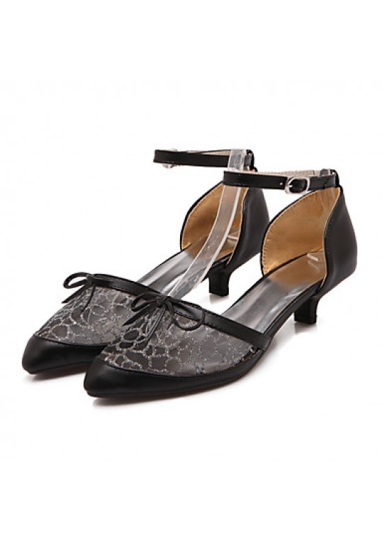 Women's Shoes PU / Lace Low Heel Heels / Two-Piece / Comfort / Pointed Toe Sandals / Heels Outdoor