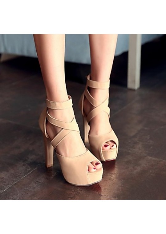 Women's Shoes Chunky Heel Heels/Platform Sandals Office & Career/Dress Pink/White/Beige