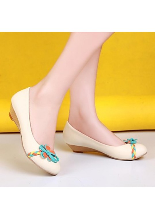 Women's Spring / Summer / Fall Round Toe Leatherette Casual Low Heel Pink / Beige