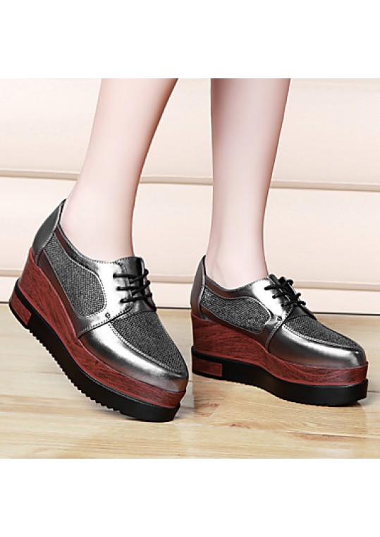 Women's Shoes Tulle Wedge Heel Wedges/Creepers Fashion Sneakers Party & Evening/Athletic/Dress/Casual Black/Silver