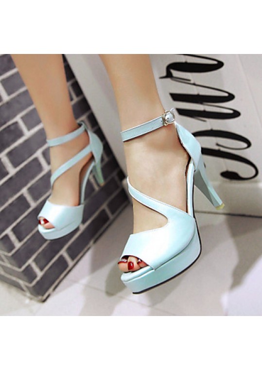 Women's Shoes Cone Heel Peep Toe / Platform Sandals Wedding / Dress Black / Blue / Pink / White / Beige