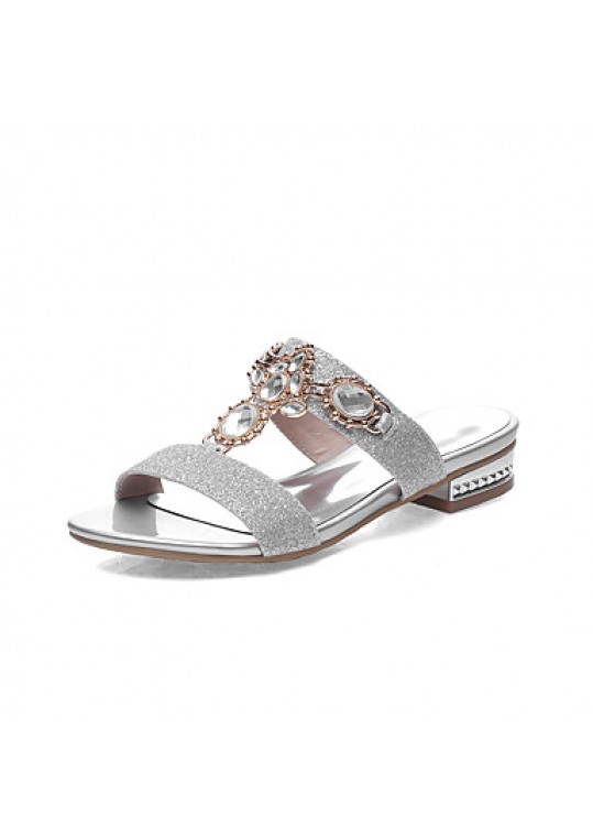 Women's Shoes Low Heel Round Toe Sandals Dress / Casual Silver / Gold