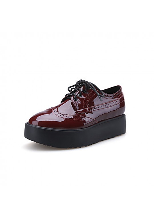 Women's Flats Fall Creepers / Round ToeCasual Flat Heel Black / Burgundy Walking