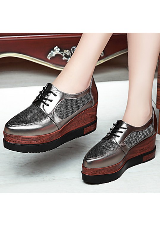 Women's Shoes Tulle Wedge Heel Wedges/Creepers Fashion Sneakers Party & Evening/Athletic/Dress/Casual Black/Silver