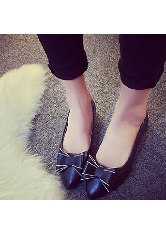 Women's Flat Heel Pointed Toe Fashion Pumps Bowknot Shoes