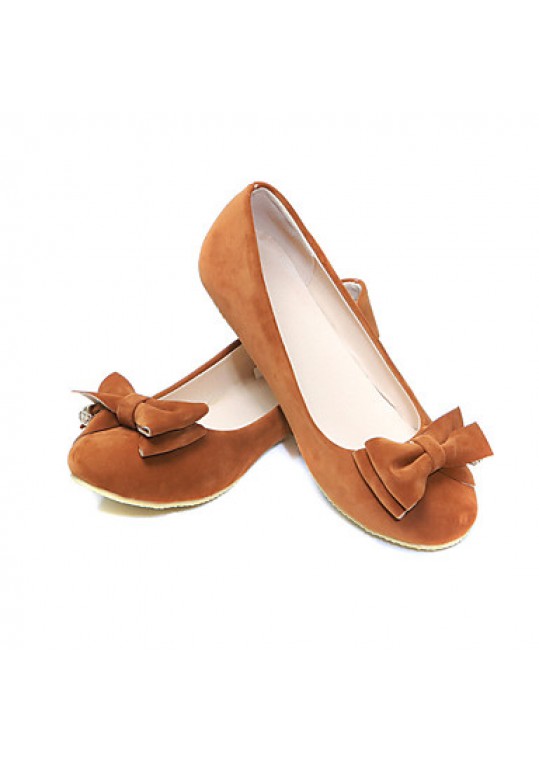 Women's Spring / Summer / Fall / Winter Ballerina Fleece Office & Career / Dress / Casual Flat Heel Bowknot Brown / Green / Red / Beige