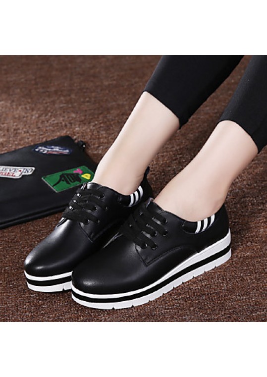 Women's Oxfords Spring / Summer / Fall / Winter Platform / Creepers Cowhide Outdoor / Office & Career /Black /