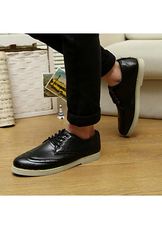 Women's Spring / Summer / Fall / Winter Comfort Leather Casual Flat Heel Lace-up Black / Brown / White