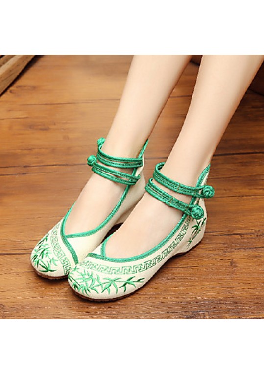 Women's Shoes Canvas Spring / Summer / Fall Mary Jane / Comfort Flats Casual Flat Heel Buckle / Flower Blue / Green