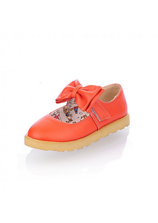 Women's Spring / Summer / Fall Round Toe Leatherette Office & Career / Casual / Dress Flat Heel Bowknot Blue / Yellow / Pink / Orange