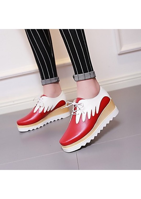 Women's Shoes Platform Comfort / Round Toe Oxfords Wedding / Outdoor / Dress / Casual Black / Red