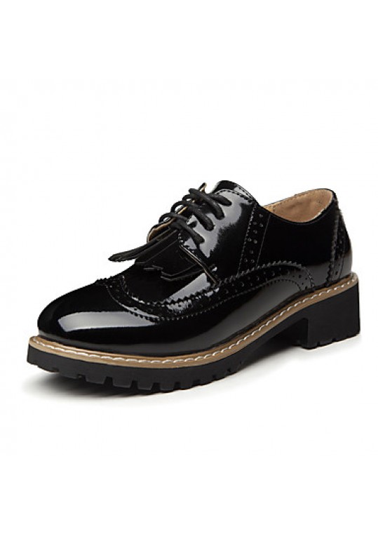 Women's Oxfords Spring / Summer / Fall Comfort Microfibre Casual Chunky Heel Lace-up Black / Burgundy Others