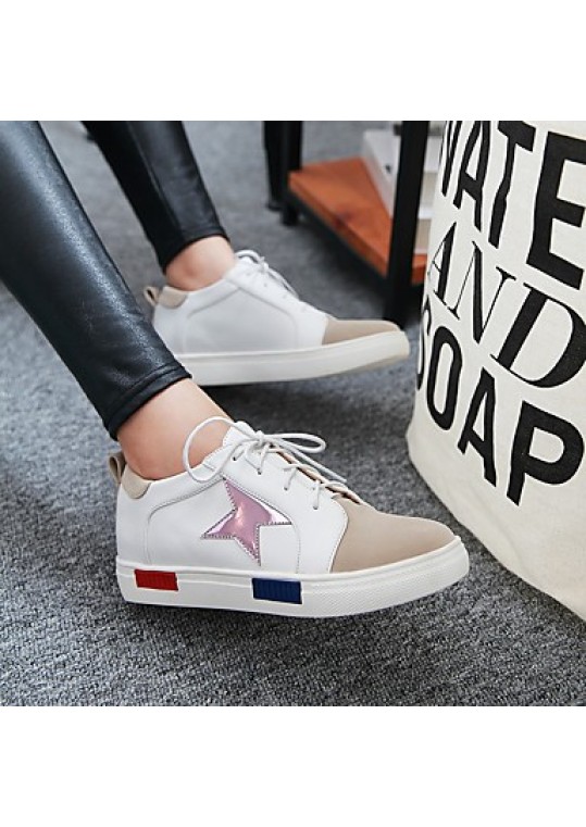 Women's Shoes Spring / Fall Wedges / Platform / Flats Flats Platform Lace-up Pink / Red / Silver/2-5