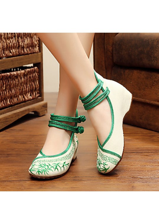 Women's Shoes Canvas Spring / Summer / Fall Mary Jane / Comfort Flats Casual Flat Heel Buckle / Flower Blue / Green