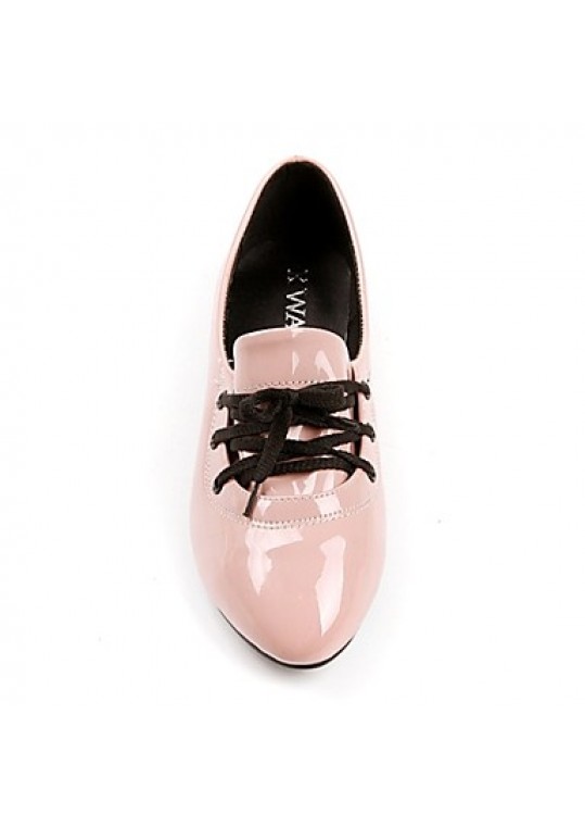 Women's / Girl's Spring / Summer / Fall / Winter Pointed Toe Patent Leather Outdoor / Dress / Casual Flat Heel Lace-upBlack / Pink /