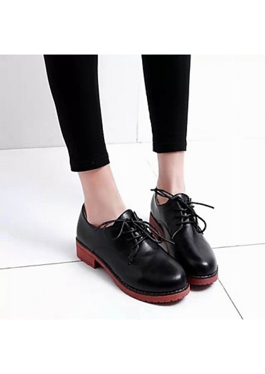 Women's Shoes Chunky Heel Platform / Round Toe Oxfords Office & Career / Dress / Casual Black / Brown / White