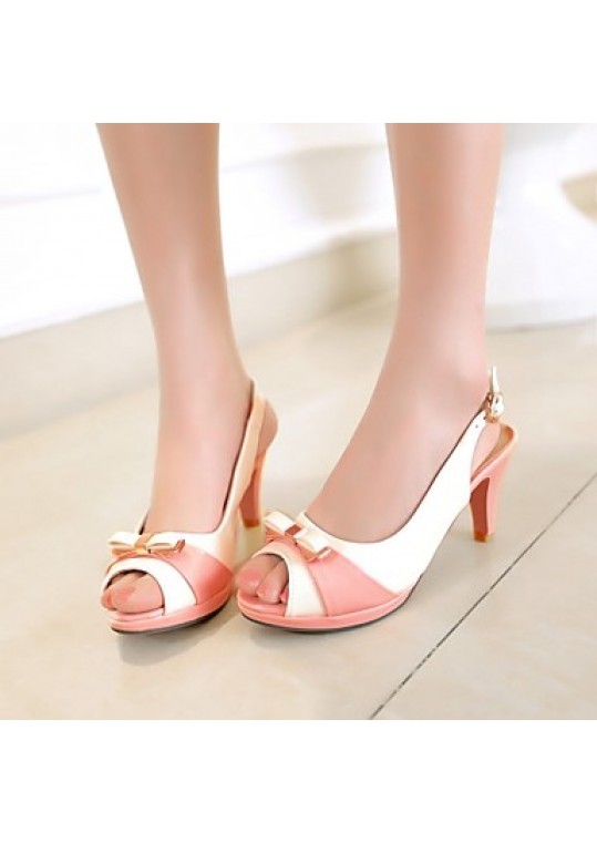 Women's Shoes Leatherette Stiletto Heel Peep Toe Sandals Wedding / Office & Career / Party