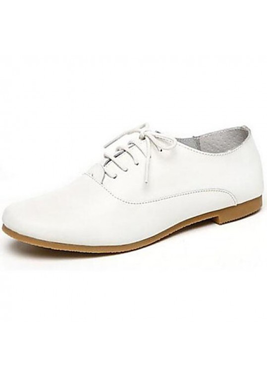 Women's Shoes Nappa Leather Spring/Summer/Fall/Winter Moccasin Oxfords Athletic/Dress/Casual Flat Heel Lace-up White