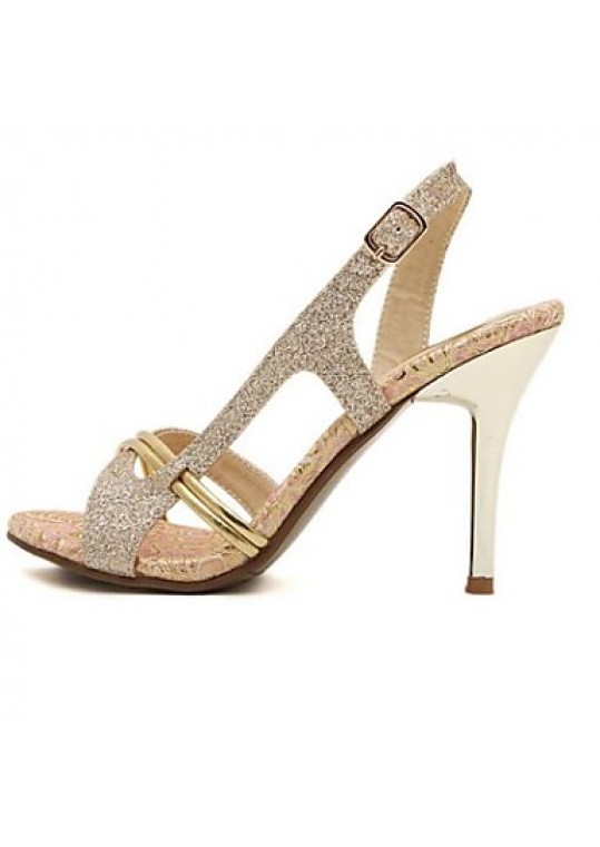 Women's Spring / Summer / Fall / Winter Heels / Pointed Toe / Open Toe Leather Dress / Party & Evening Stiletto Heel Buckle Gold