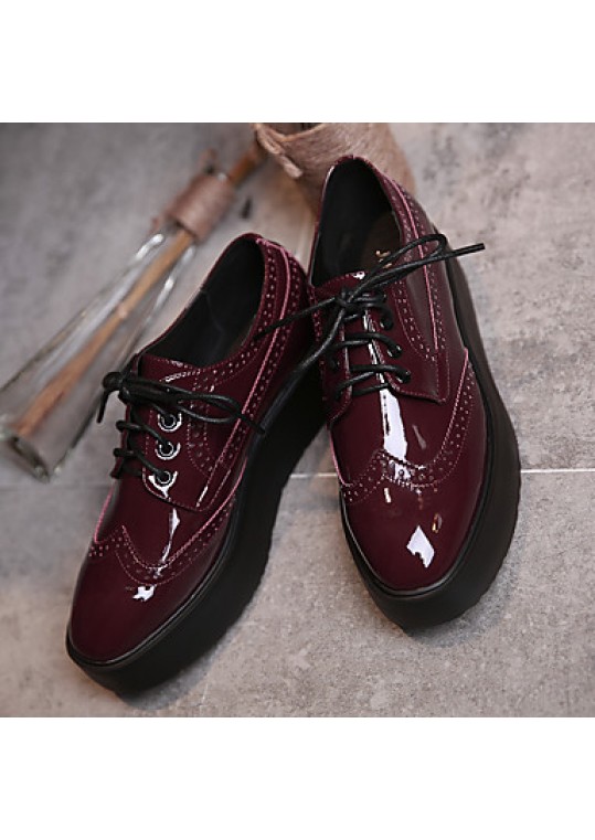 Women's Flats Fall Creepers / Round ToeCasual Flat Heel Black / Burgundy Walking