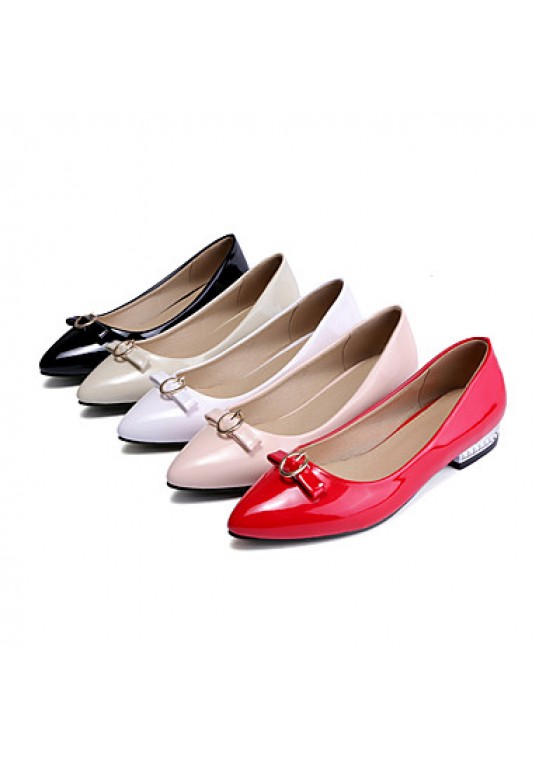 Women's Shoes Flat Heel Pointed Toe / Closed Toe Flats Party & Evening / Dress / Casual Black / Pink / Red / White