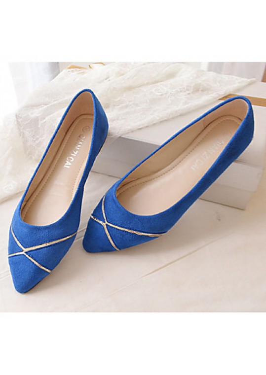 Women's Shoes Flat Heel Pointed Toe/Closed Toe Flats Casual Black/Blue/Pink