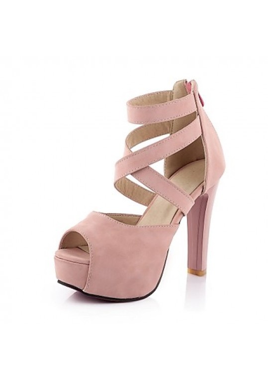 Women's Shoes Chunky Heel Heels/Platform Sandals Office & Career/Dress Pink/White/Beige