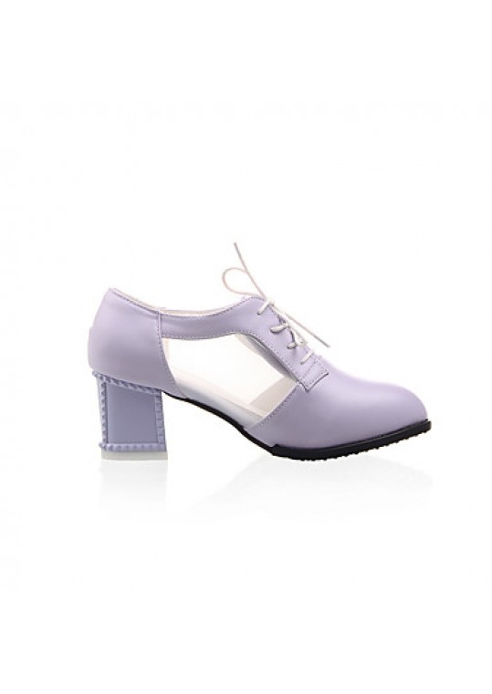 Women's Shoes PU Summer / Fall Heels / Pointed Toe Heels Office & Career / Casual Chunky HeelBlack / Purple / White